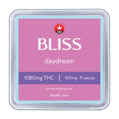 Bliss Edibles Daydream THC Gummies 1080mg tin front label