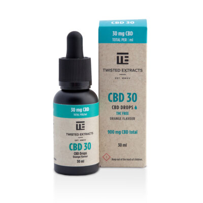 Twisted Extracts CBD 30 oil drops THC free orange flavour 900mg CBD total 30ml bottle with box