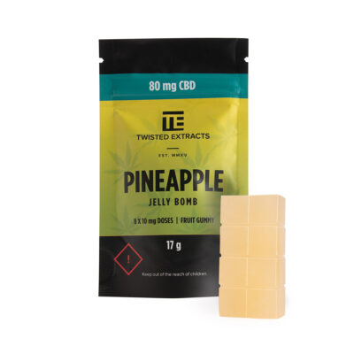 Twisted Extracts Pineapple Jelly Bomb 80mg CBD gummy with package