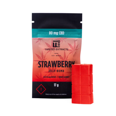 Twisted Extracts Strawberry Jelly Bomb 80mg CBD gummy with package