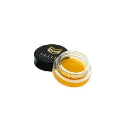 Elite Elevations cannabis terpene sauce concentrates sunset sherbet strain in open glass container
